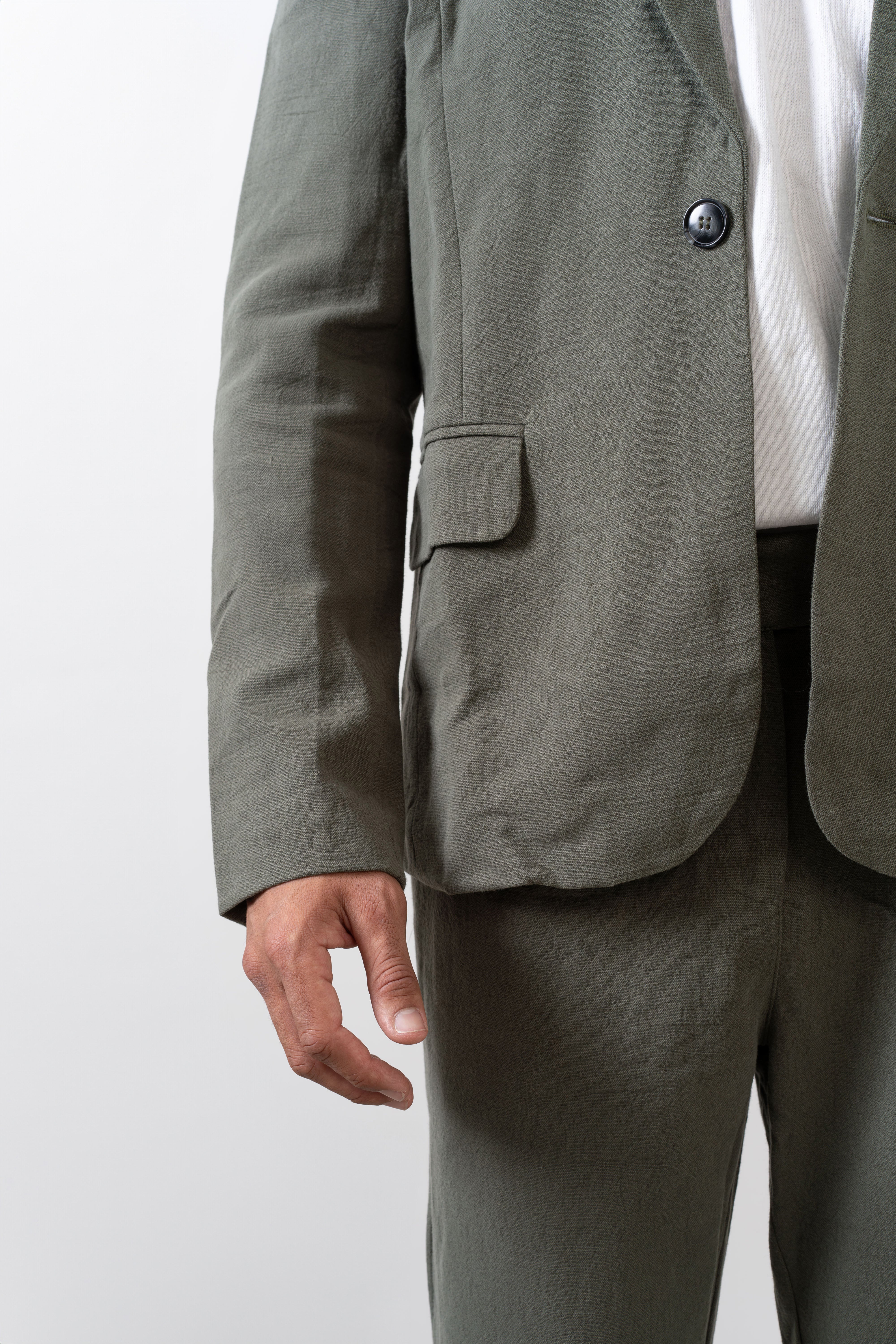 Unstructured Linen Blend Suit Jacket