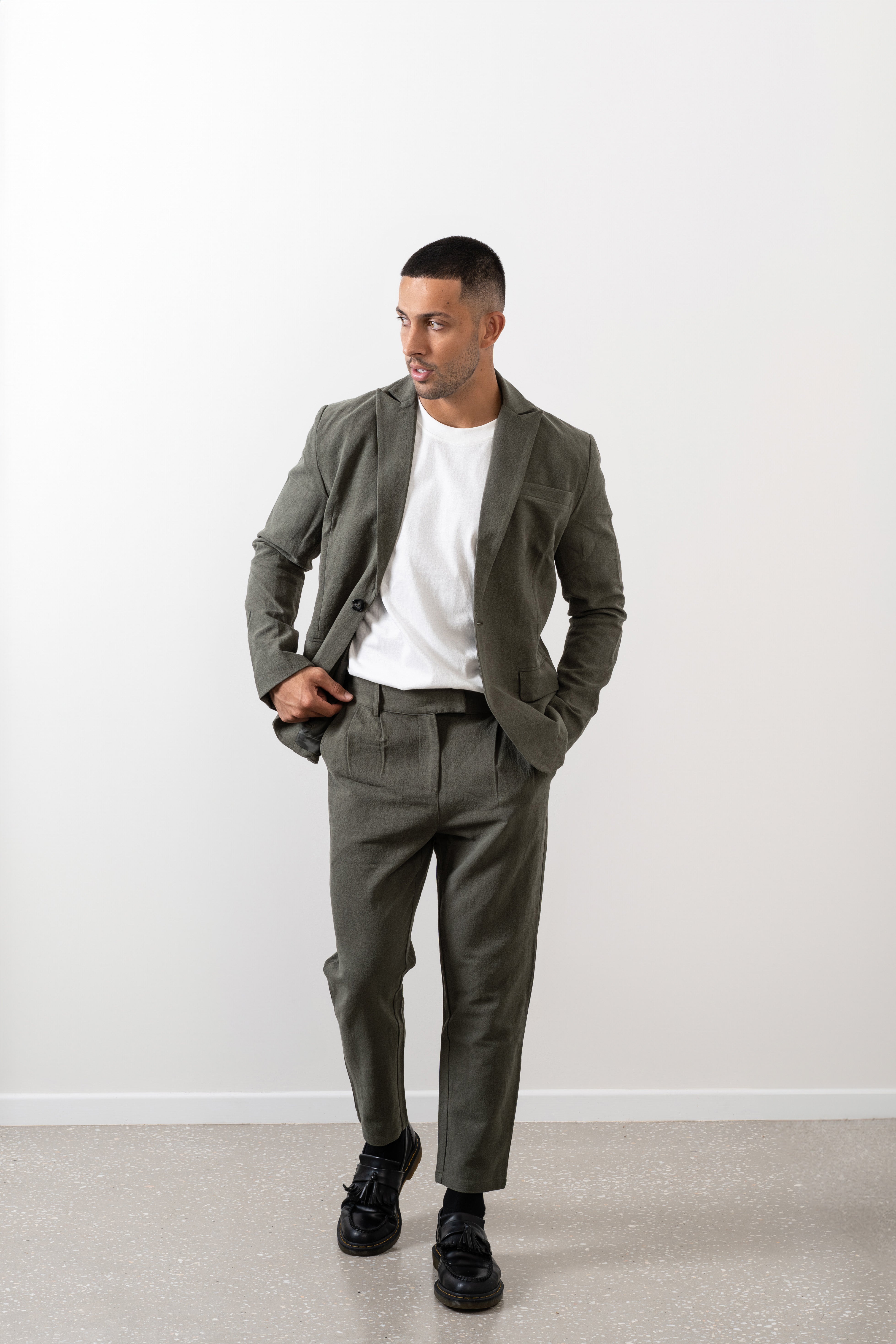 Linen Blend Tailored Pants