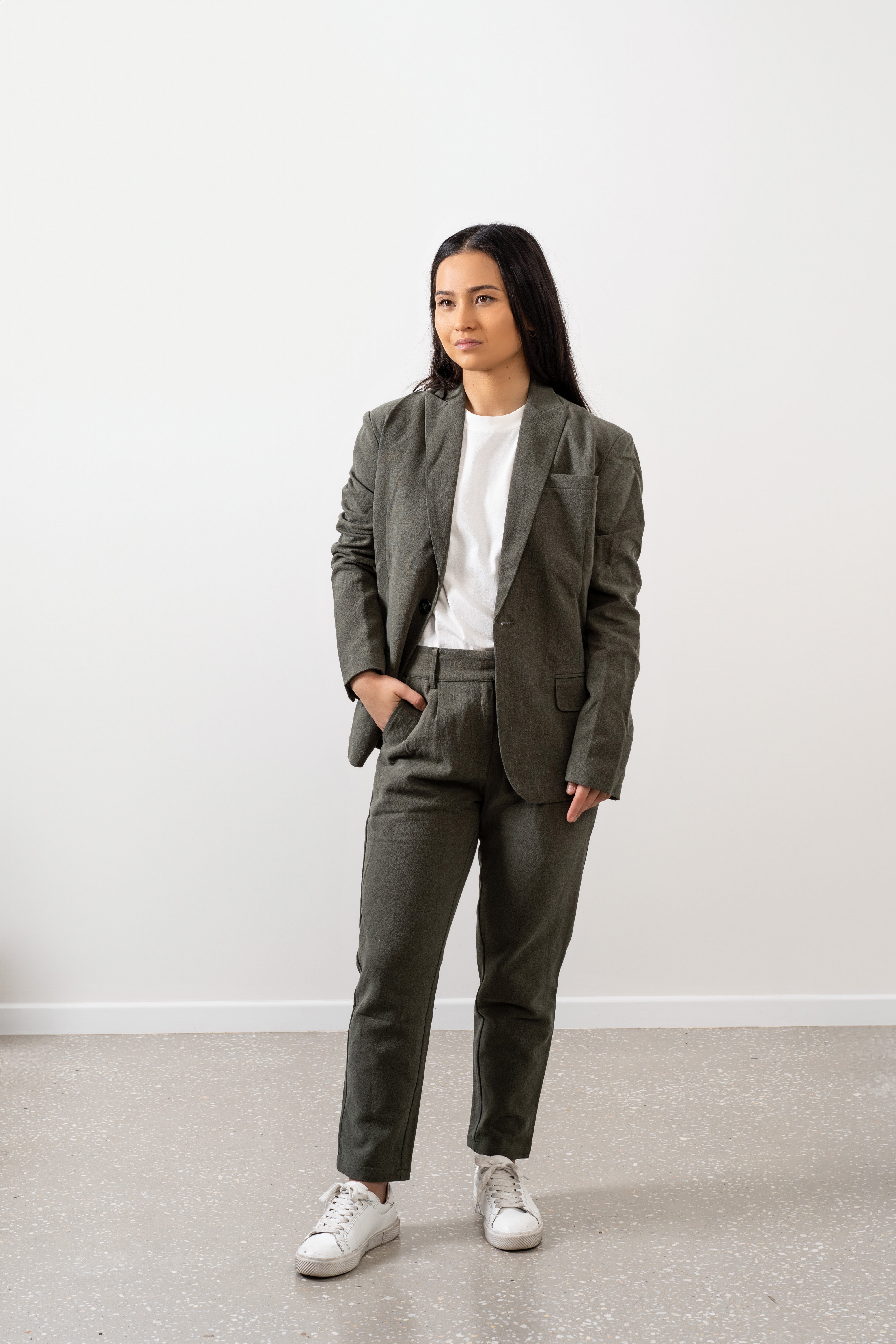 Unstructured Linen Blend Suit Jacket